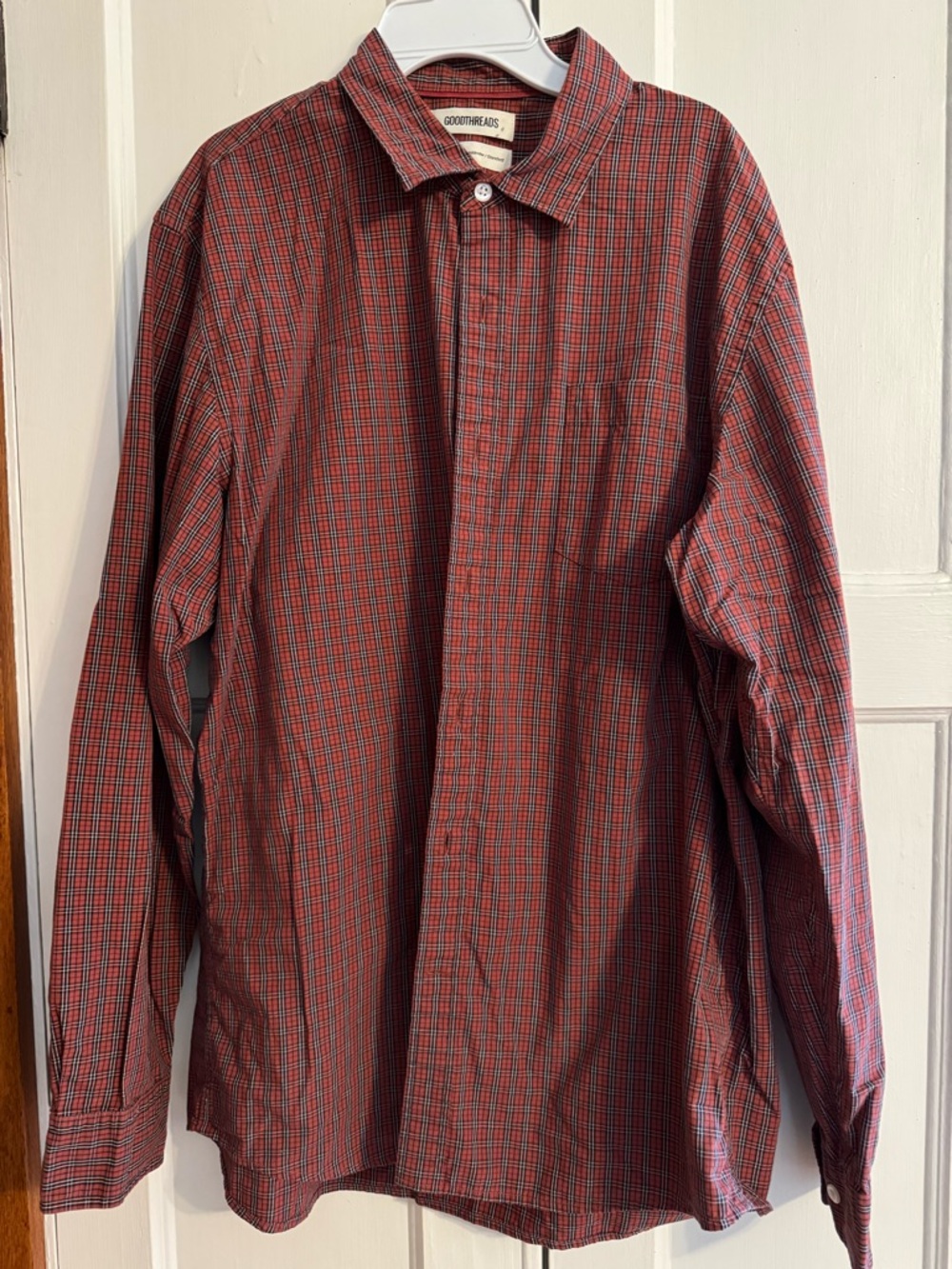 Goodthreads Dark Orange/Rust and Black Plaid Long-Sleeve Button-Down Shirt